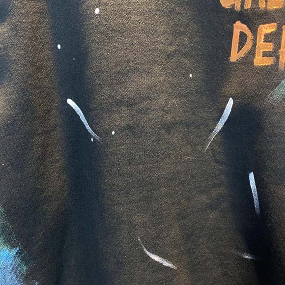 GALLERY DEPT Orange Letter Print Logo T-Shirt - Black Long Sleeve - Picture 3 of 16